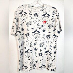 Nike Men's White & Black Graphic T-Shirt Baggy 100% Cotton, sz MD